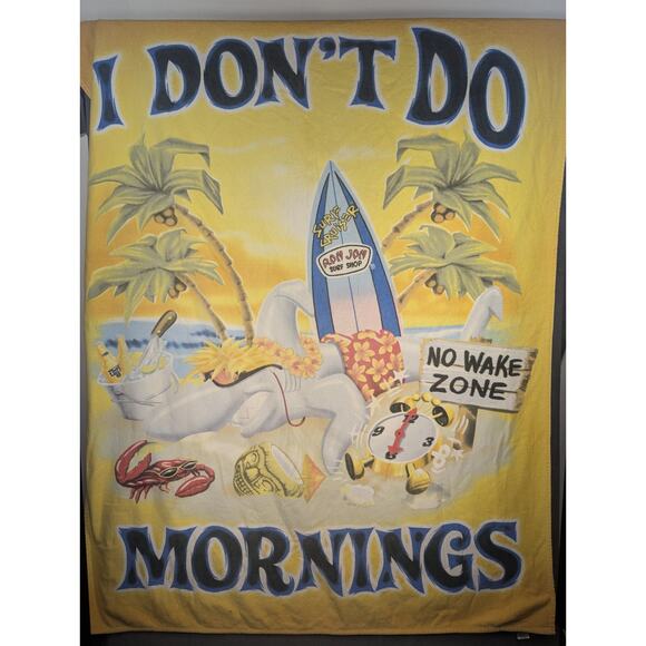 Ron Jon Other - Vtg Ron Jon Surf Shop Oversized Beach Towel I Don't Do Mornings Shark 90s 64x51